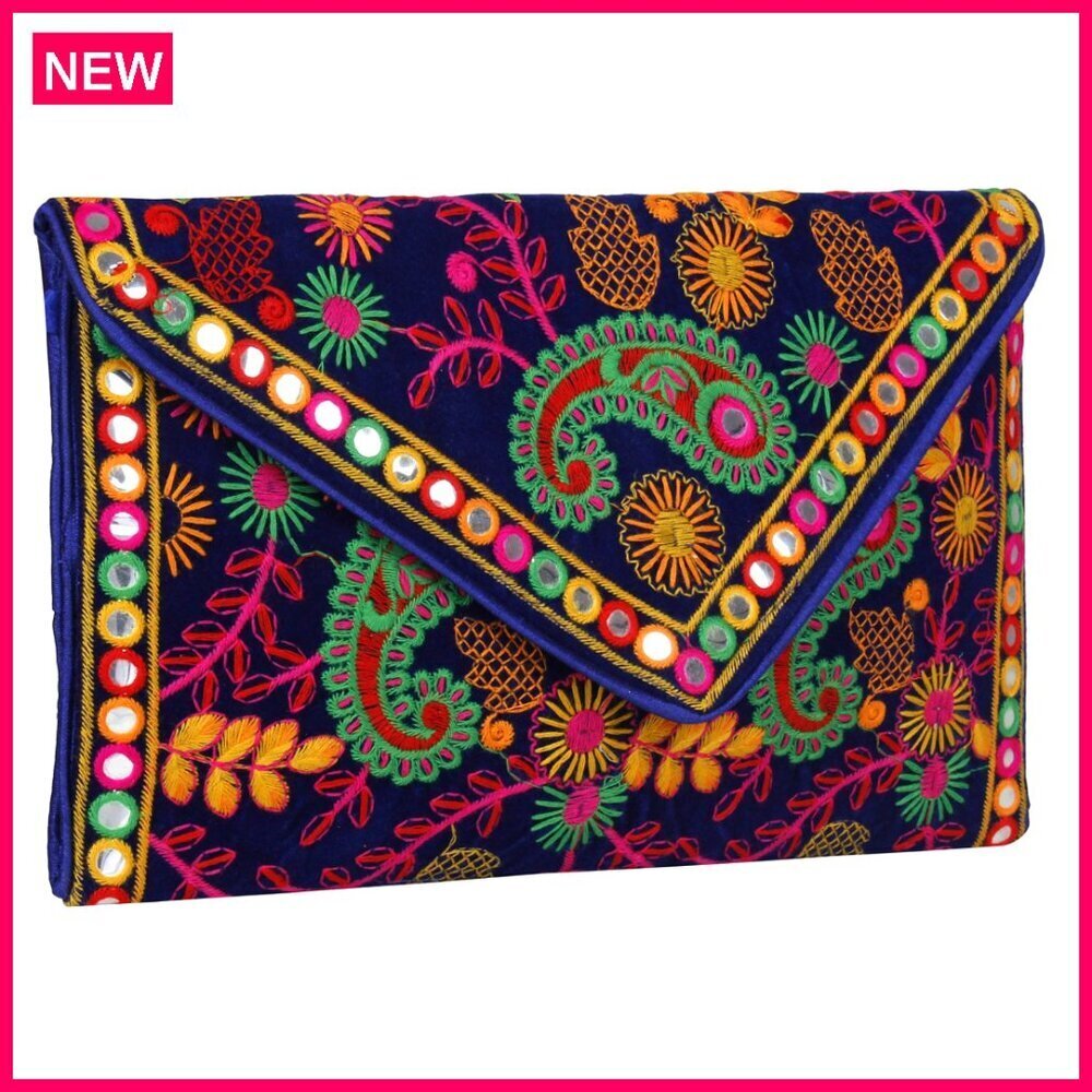 Cotton Foldover Clutch Sling Bag Adjustable Strap Crossbody Shoulder Bag